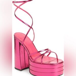 AZALEA WANG Marky Ankle Strap Platform Sandal in Pink